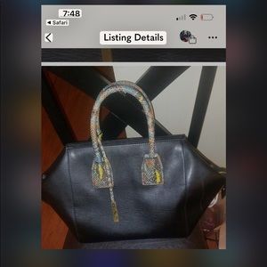 Stella McCartney Black Cavendish Multi Python Boston Satchel Bag
